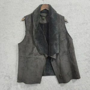 Cupio Sleeveless Vest Faux Fur Lined Charcoal Womens Outerwear 25PT